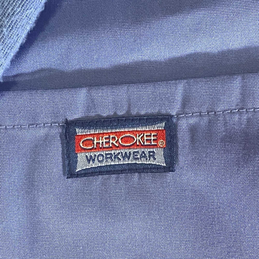 Cherokee Workwear Blue Scrub Jacket Button Front Long Sleeve Pockets Large - Picture 7 of 9